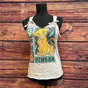 Disney Lion King Womens Medium White Simba Shirt Top Blouse Customized Open Back